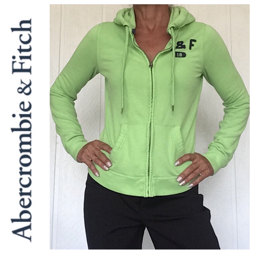 ABERCROMBIE & FITCH NEON GREEN COTTON HOODIE VINTAGE SMALL